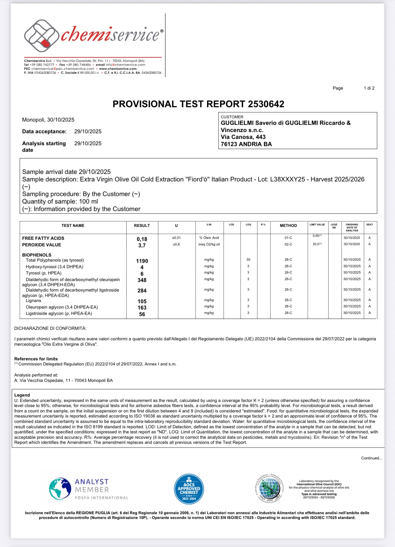 Fior d’O – pirmojo spaudimo alyvuogių aliejus 2025/26 derlius (500ml)