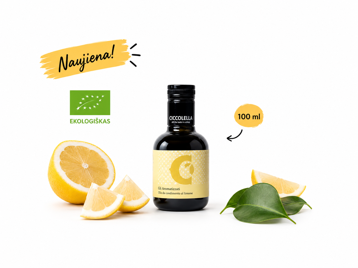 Ekologiškas ypač tyras alyvuogių aliejus su citrina (100 ml.)